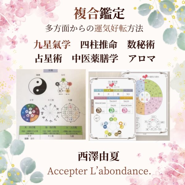 複合鑑定(四柱推命　九星氣学　数秘術　占星術)