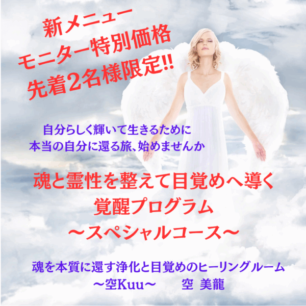 【新メニュー・モニター特別価格　先着2名様限定‼️】⭐️魂と霊性を整えて目覚めへ導く覚醒プログラム～スペシャルコース～