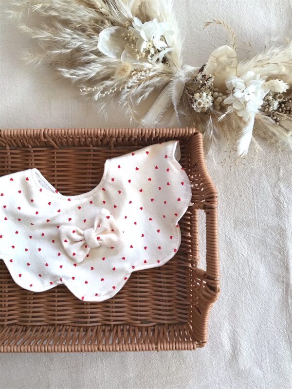 韓国生地/スムースニット/ハート柄/リボン付きもくもくスタイ