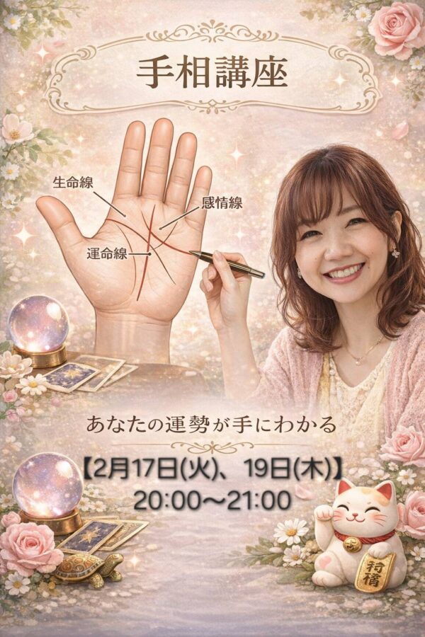 手相講座　🖐️【2月１７日(火)20:00～21:00】