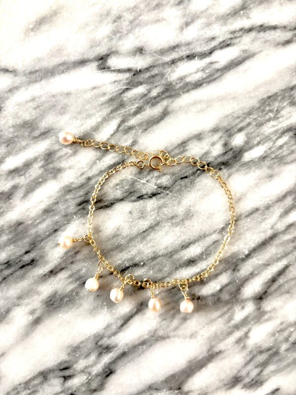 10K淡水パールチェーンブレスレット