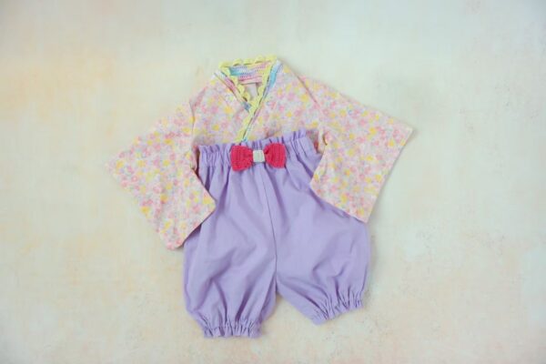 ベビー袴　小花×パープル　size70【送料無料】