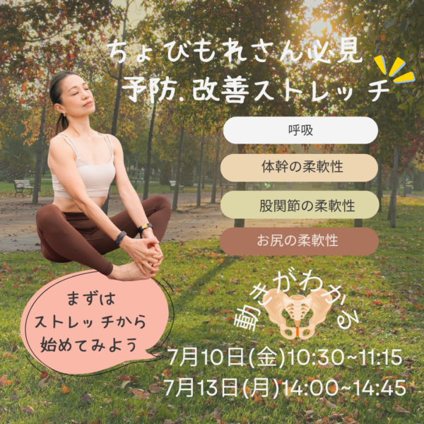 ちょびもれさん必見　予防,改善ストレッチ!!!7月10日10:30~11:15