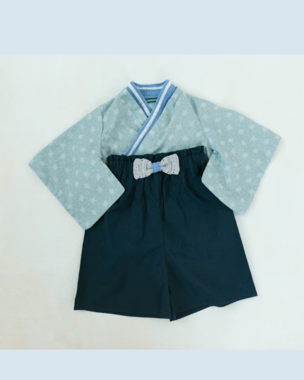 ベビー袴　ブルー×ネイビー　size70【送料無料】