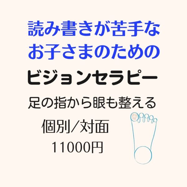 【個別・対面】読み書きが苦手なお子さんのためのプログラム視覚活性法ビジョンセラピー