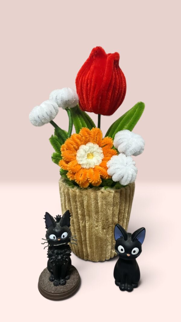 チューリップとガーベラ 鉢植えインテリア モールフラワー 枯れない花