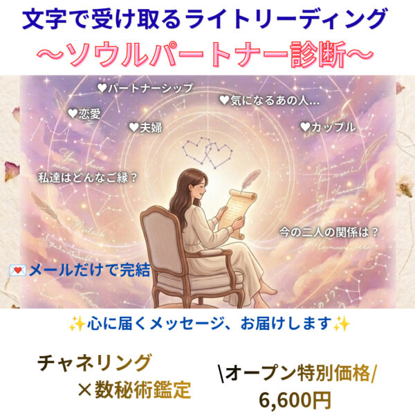 文字で受け取るライトリーディング 〜ソウルパートナー診断〜（Birthくーみん）